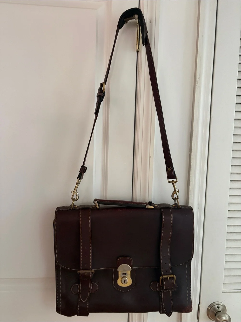 Vintage Holland Sport Dark Brown Leather Briefcase
